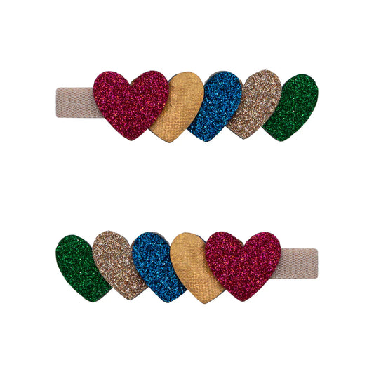 סט 2 סיכות לבבות שכבות jazzy layered heart clips Mimi&Lula