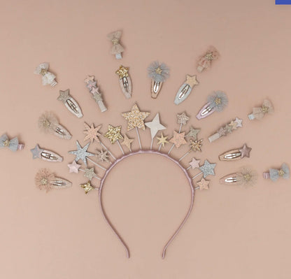 סט 5 סיכות קטנות לשיער כוכבי זהב gold stars mini clips Mimi&Lula
