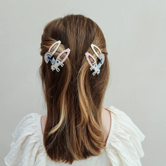 סט 4 סיכות לשיער חד קרן וקשת נוצצת Unicorn & Rainbow Hair Clips
Mimi&Lula