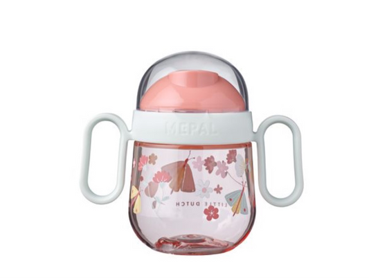 כוס שתייה למניעת נזילות|פרחים ופרפרים