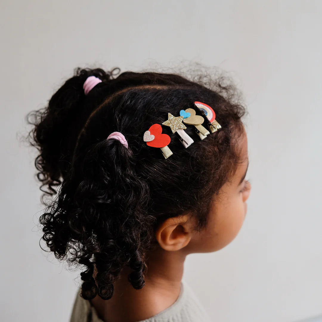 סט 8 סיכות שיער קשת כוכב ולבבות rainbow mini hair clips Mimi&Lula