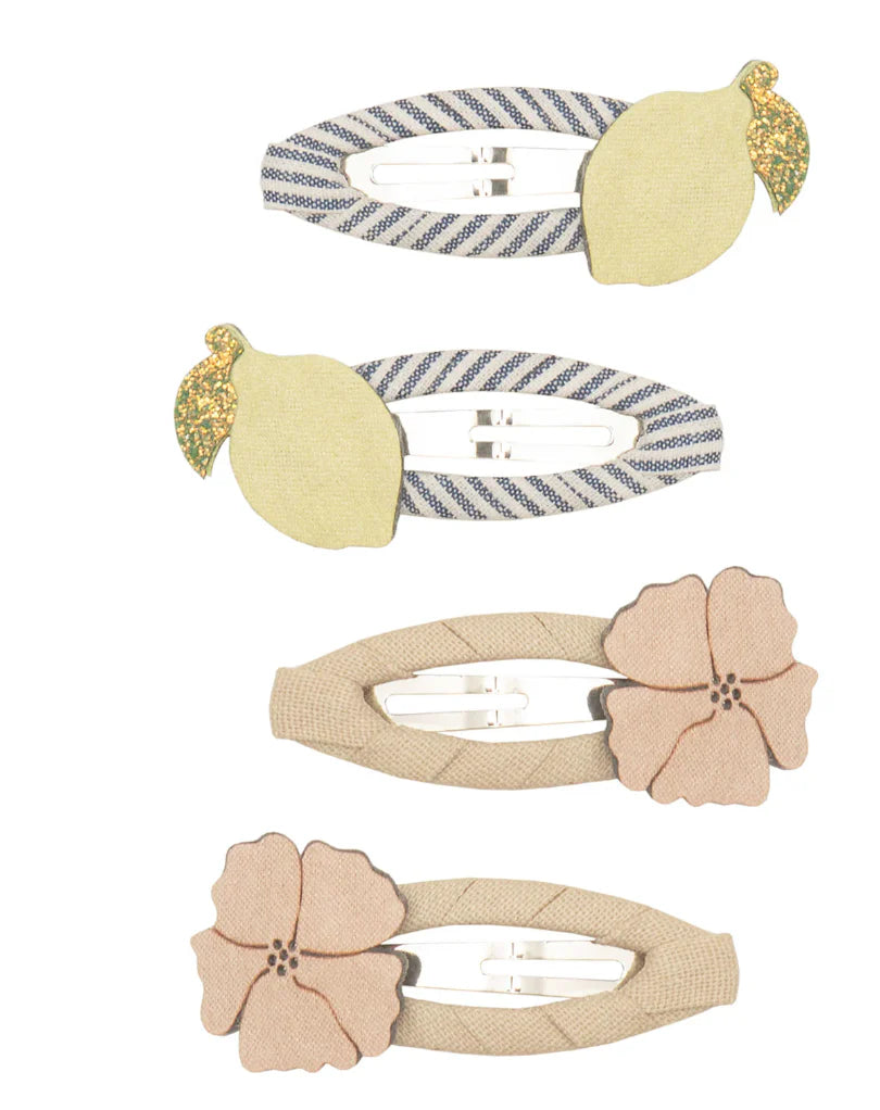 סט 4 סיכות לימון ופרחים lemon blossom clips Mimi&Lula