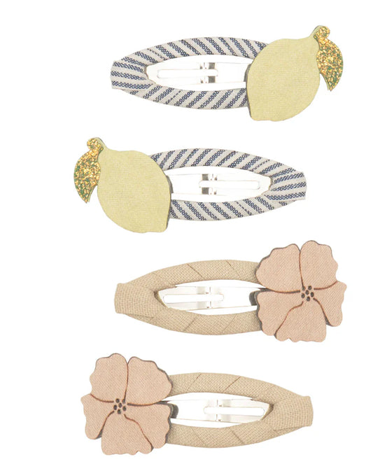 סט 4 סיכות לימון ופרחים lemon blossom clips Mimi&Lula