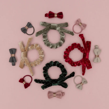 4 גומיות קטיפה Velvet Bow Scrunchies Mimi&Lula