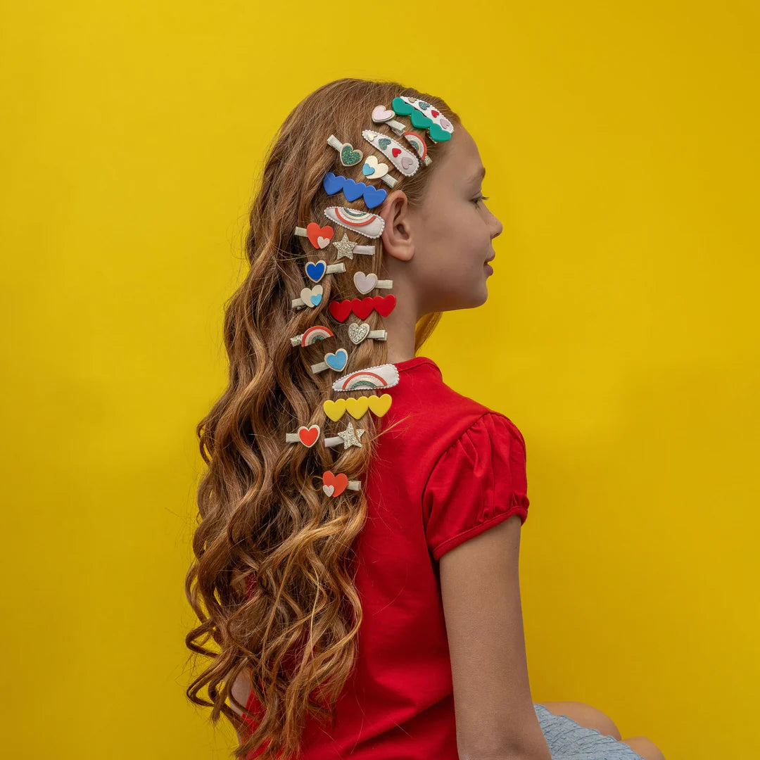 סט 8 סיכות שיער קשת כוכב ולבבות rainbow mini hair clips Mimi&Lula