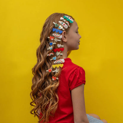 סט 8 סיכות שיער קשת כוכב ולבבות rainbow mini hair clips Mimi&Lula