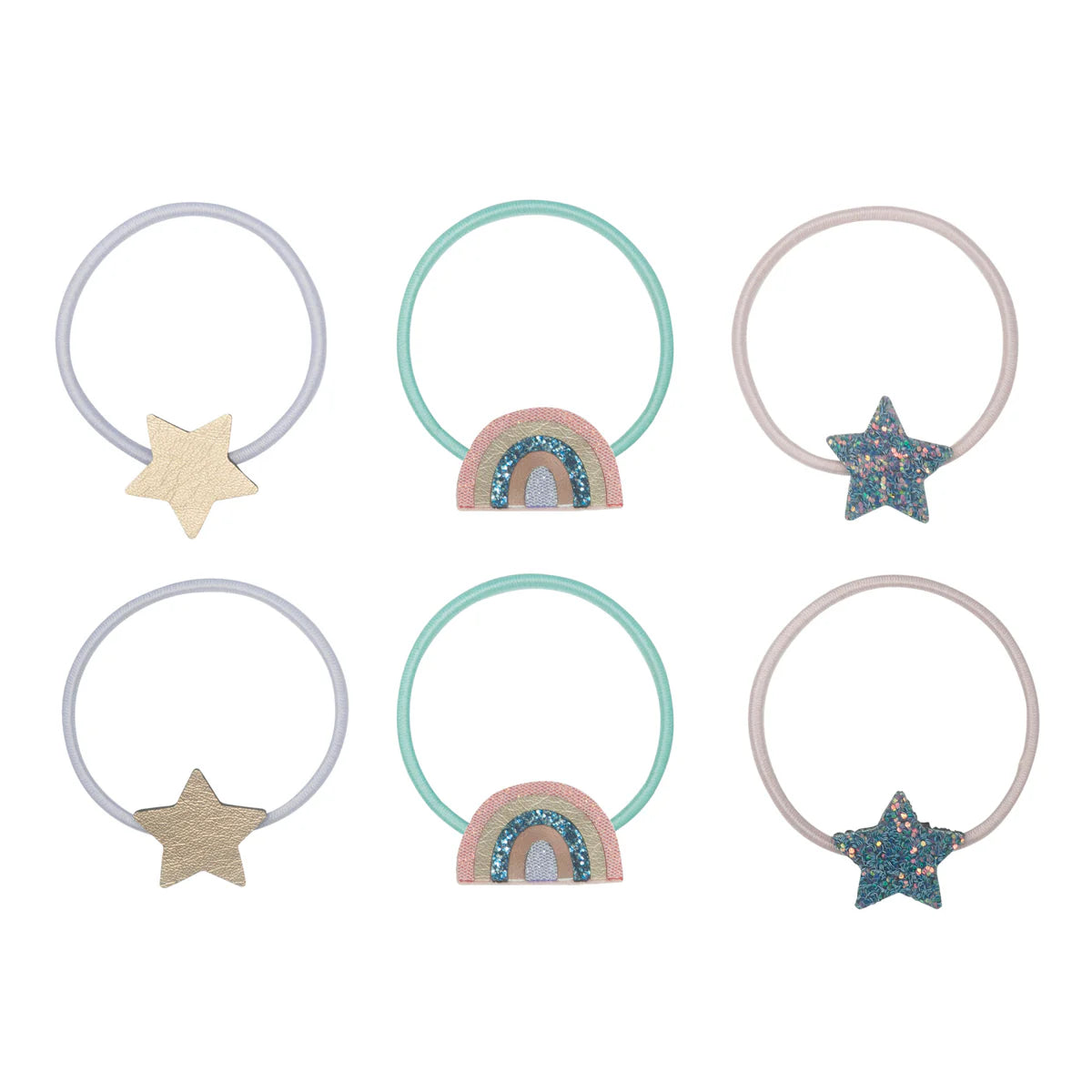 סט 6 גומיות שיער קשת וכוכבים over the rainbow hair ponies Mimi&Lula