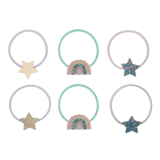 סט 6 גומיות שיער קשת וכוכבים over the rainbow hair ponies Mimi&Lula