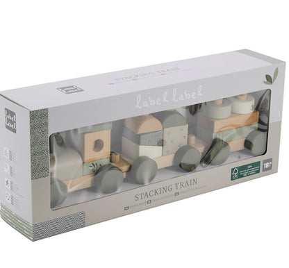 רכבת קוביות עץ| ירוק זית