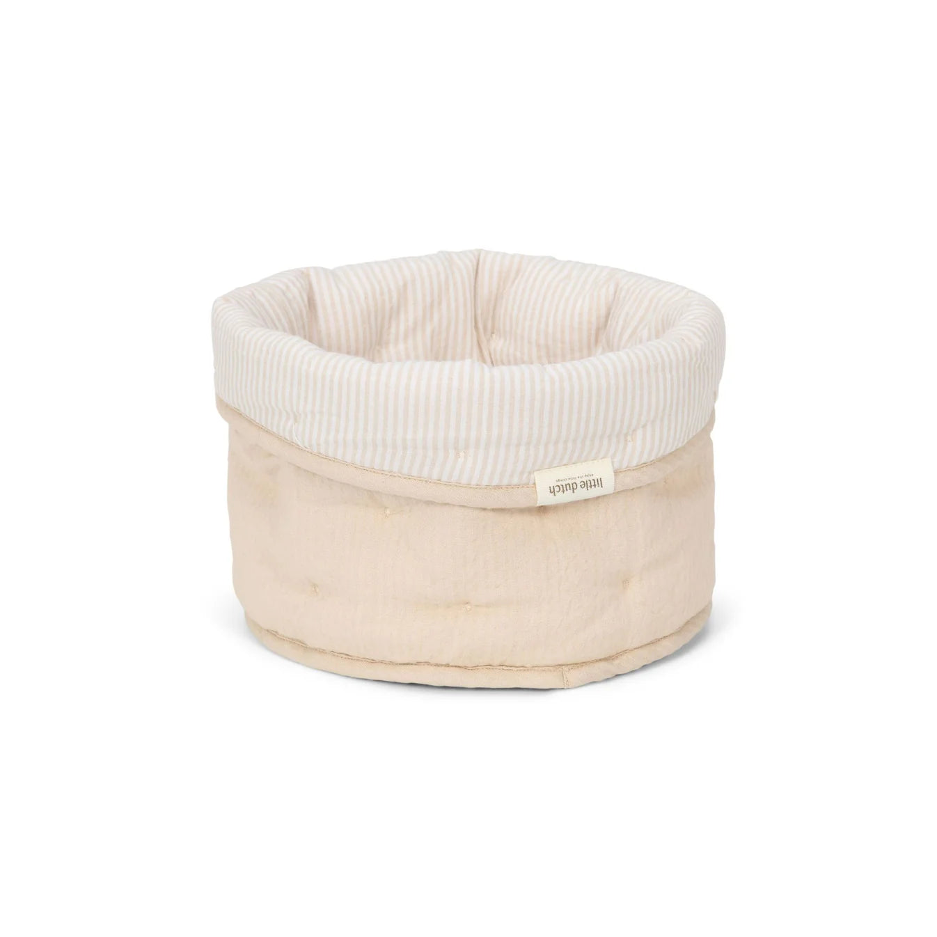 סל אחסון קטן | Quilted Storage Basket  Small Beige Stripes