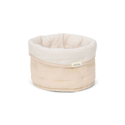 סל אחסון קטן | Quilted Storage Basket  Small Beige Stripes