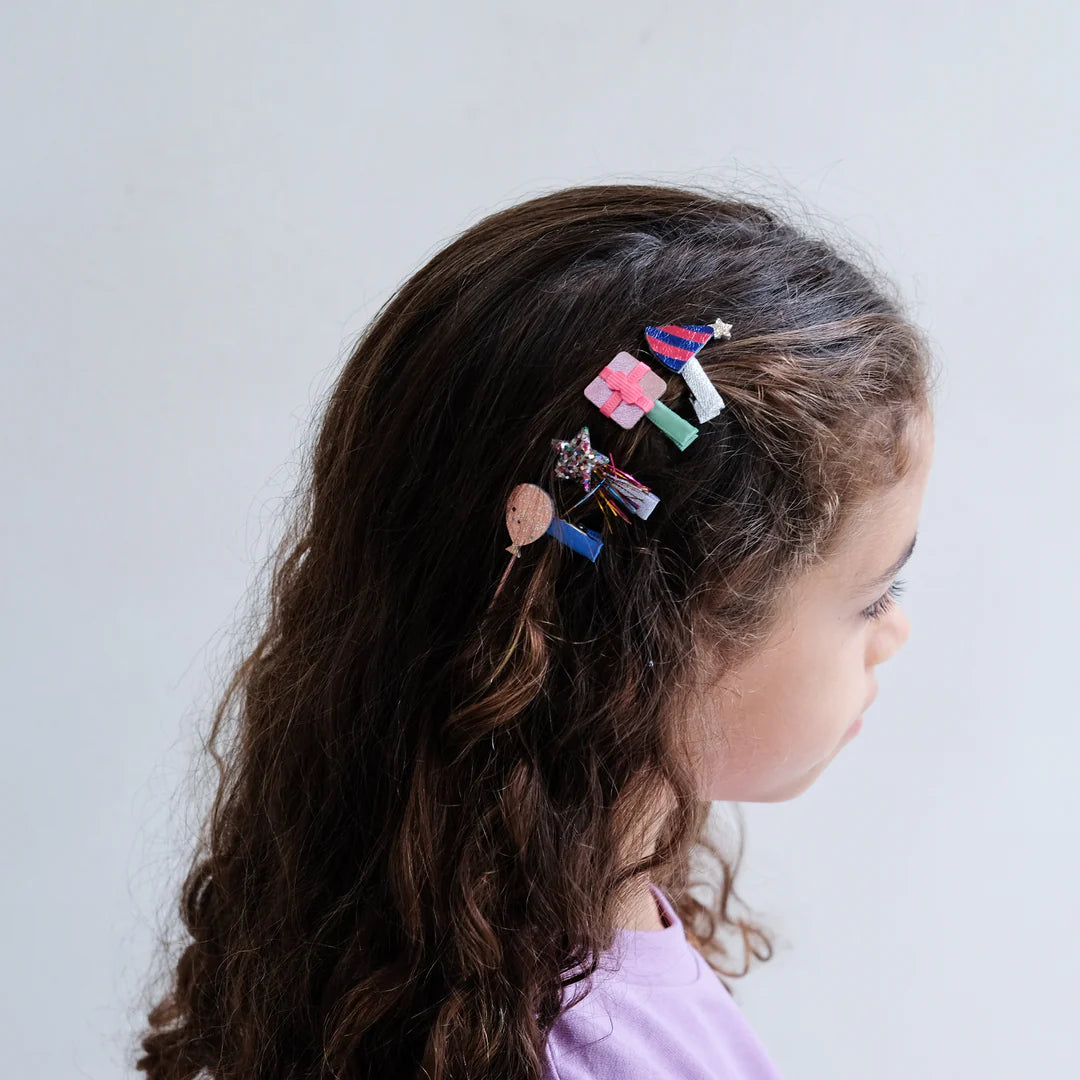 סט 8 סיכות לשיער יום הולדת Birthday party mini clips Mimi&Lula