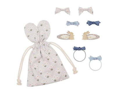 סט מתנה נרתיק ארנב פרחוני אביזרי שיער bunny shaped pouch gift set Mimi&Lula