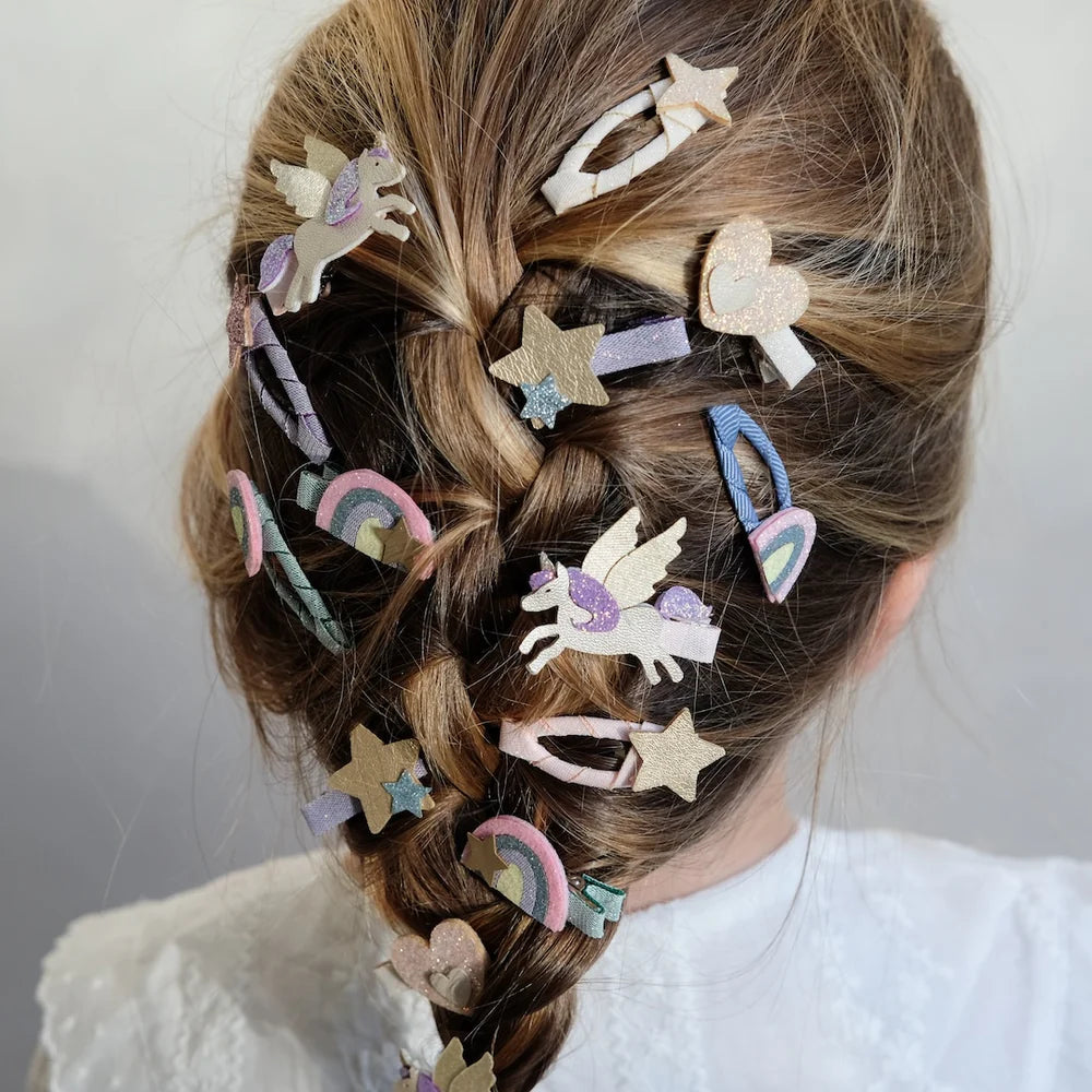 סט 5 סיכות קטנות לשיער כוכבים וקשתות Rainbow & Stars Mini Clips Mimi&Lula