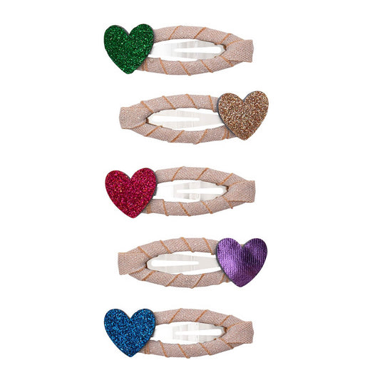 סט 5 סיכות קטנות לשיער לבבות jazzy heart mini