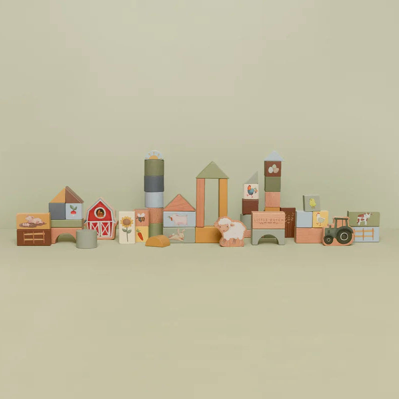 דלי קוביות עם 50 אבני בניין| חווה קטנה