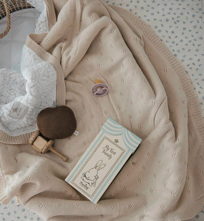 שמיכת פוינטל סרוגה| Cream Pointelle