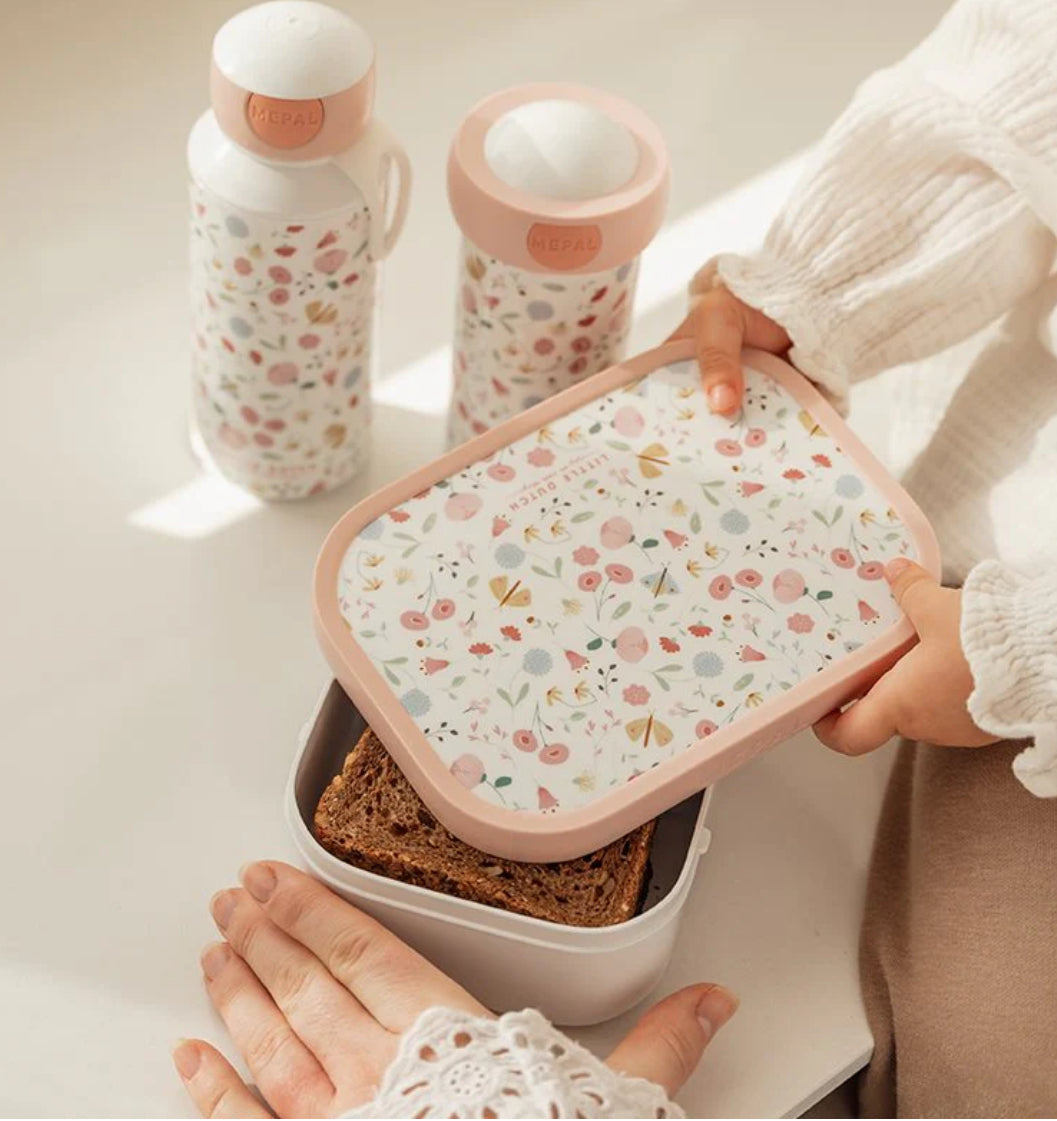 קופסת אוכל| פרחים ופרפרים