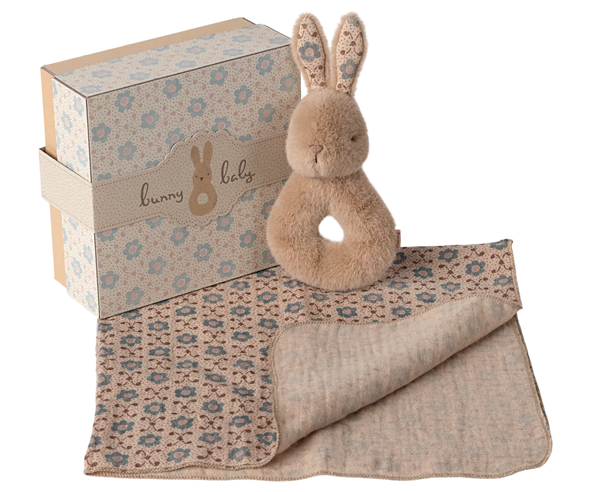 Maileg Rabbit rattle set |Cream peach