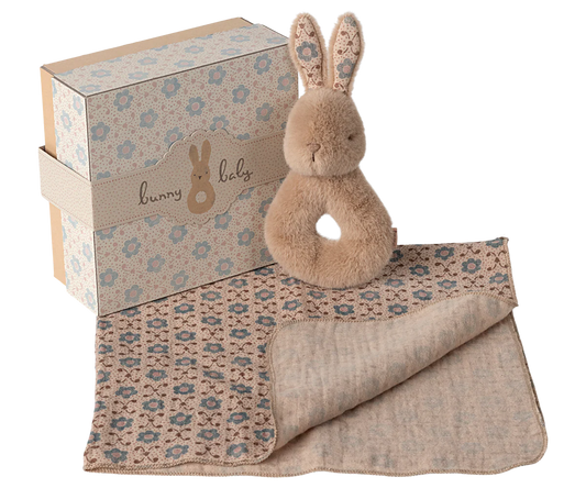 Maileg Rabbit rattle set |Cream peach