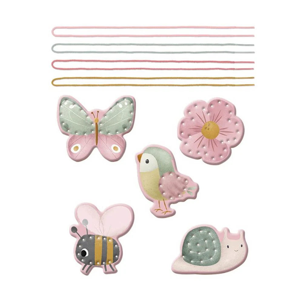 ערכת כרטיסי שרוך והשחלה|פרחים ופרפרים lacing cards Little Dutch