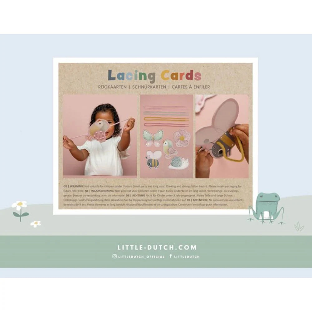 ערכת כרטיסי שרוך והשחלה|פרחים ופרפרים lacing cards Little Dutch