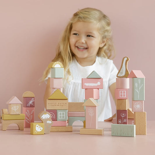 דלי קוביות עם 50 אבני בניין| צבע ורוד